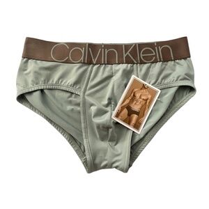 Calvin Klein ICON Logo Band Green Microfiber Hip Brief Underwear NB2539 Small S